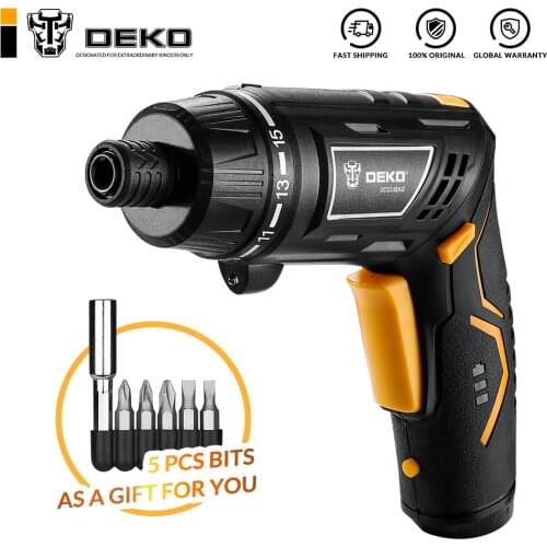 DEKO DCS3.6DU2-S1 Cordless Electric Screwdriver Rechargeable Power Screwdriver Household DIY Twistable Handle Wireless LEDTorch