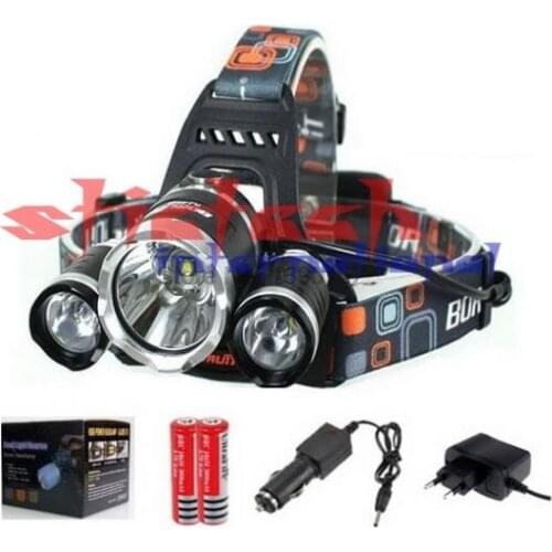 By dhl or ems 20pcs frontal LED Headlamp 5000 lm T6 3 LED Headlight head torch edc flashlight 18650 Rechargeable battery