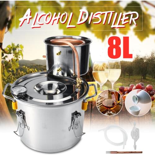 Efficient 2GAL/10L Distiller Moonshine Alcohol Distiller Stainless Copper DIY Home Water Wine Essential Oil Brewing Kit