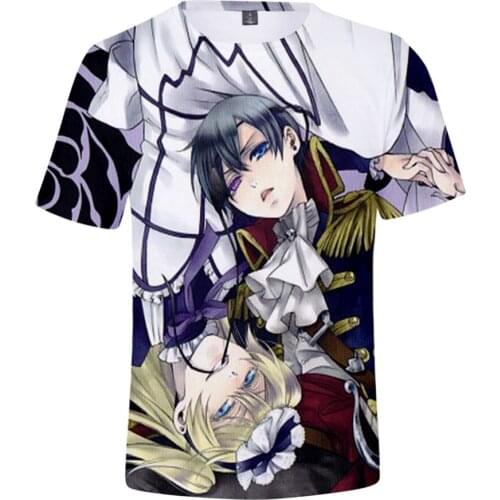 Hot Anime Black Butler 3D Print T-shirt Men Women Fashion Casual Hip Hop Harajuku T-Shirt Black Butler Printed Unisex T Shirts