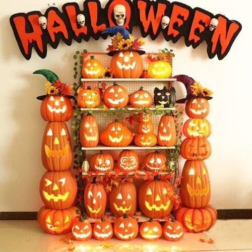 Halloween Luminous Pumpkin Table Lamps Modern Childrens Room Night Stand Living Room Shopping Mall Art Deco Led Light Fixtures