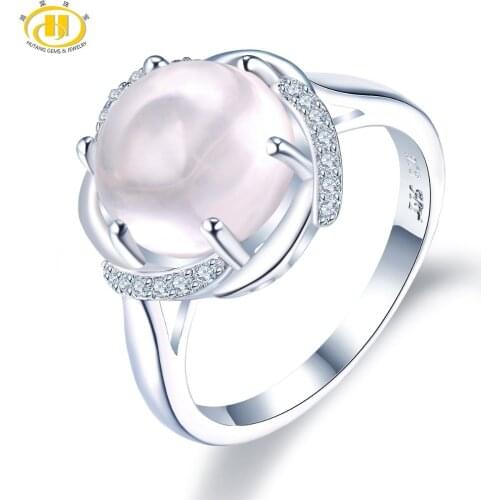 Hutang Ice Rose Quartz Engagement Ring Solid 925 Sterling Silver Natural High Quality Gemstone Fine Fashion Jewelry For Female