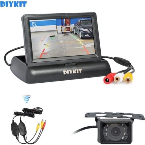 DIYKIT Wireless 4.3 Inch Car Reversing Camera Kit Back Up Car Monitor LCD Display HD Car Rear View Camera