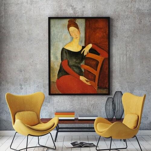 Woman in Red Chair Canvas Painting，Modernist Art Poster，Retro Wall Picture，Home Decoration