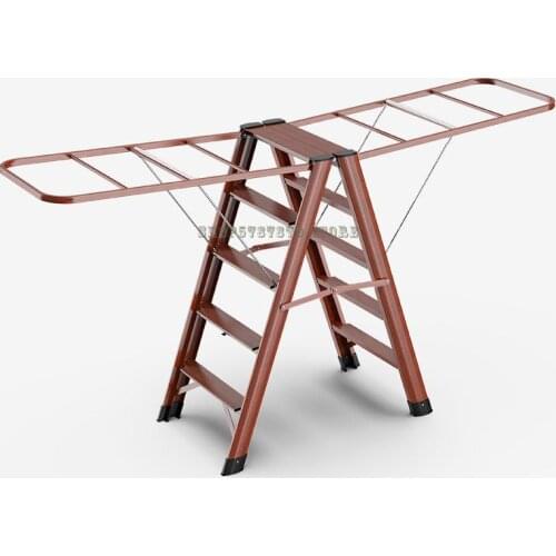 Aluminum Alloy Ladder Clothes Hanger Dual Purpose Household Folding Multi-function Herringbone Ladder Thickened Drying Q