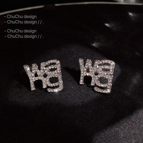 Fashion Zircon Earrings Cute Oversized WomensJewelry Exaggerated English Alphabet Earrings Party Exquisite Jewelry