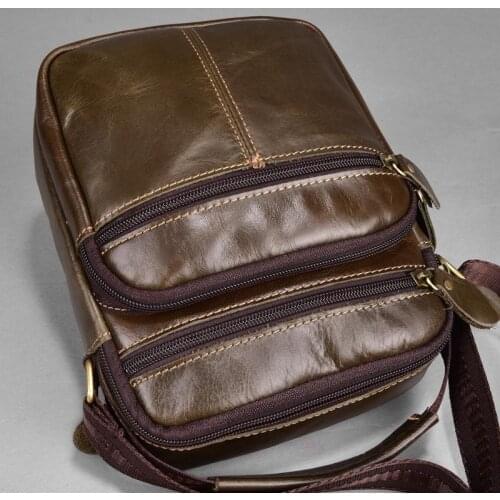 New Retro Men Leather Bag Genuine Leather Mens Messenger Bag Vintage Flag Small Men Handbag Leather Crossbody Bags For Man