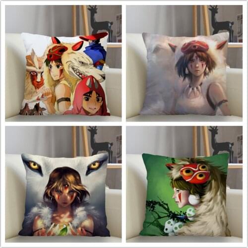 Musife Princess Mononoke Pillowcase Custom Square Pillow Cover Case Zipper Pillowcase 35*35,40*40,45*45cm Drop Shipping