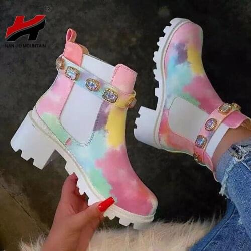 Autumn Boots Fashion Rhinestone Short Boots Outdoor Leisure Martin Boots Round Toe Comfortable Womens Shoes Plus Size