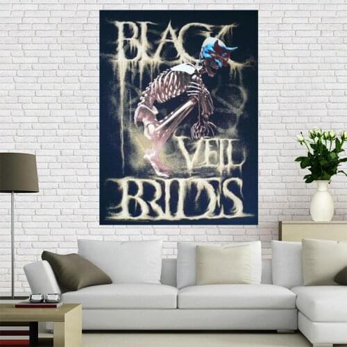 New arrival Custom Black Veil Brides Canvas Painting Poster Home Decor Cloth Fabric Wall Art Poster for Living Room