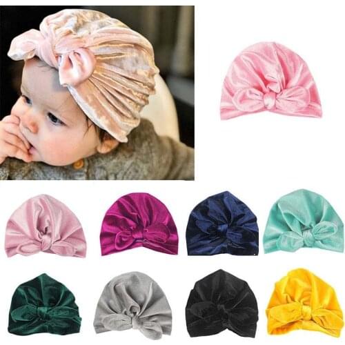 Baby Headbands Rubber Ear Velvet Headbands Toddler Winter Warm Baby Turban Beanie Hat Elastic Head Band Headdress
