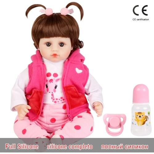 UCanaan 48CM Realistic Reborn Doll 19 Inch Lifelike Handmade Soft Silicone Reborn Toddler Baby Dolls Christmas Surprise Gift Toy