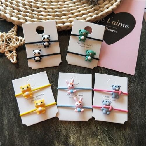 2pcs New Cute Cartoon Koala Bear Elastic Hair Bands Rubber Hair Rope Tie Girls Hair Scrunchie Ponytail Holder Gum Accessories