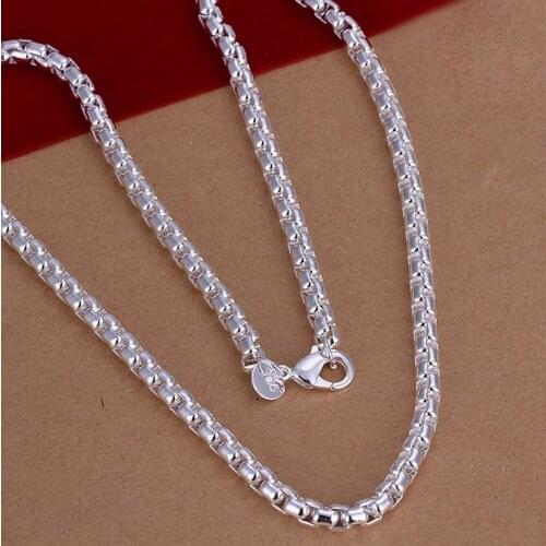 Silver color exquisite luxury charm fashion Women men chain wedding noble charm grid Necklace 20 inches Silver jewelry N053