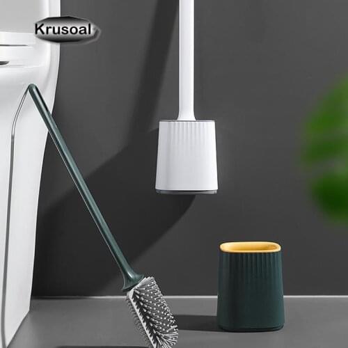 2021 New Silicone Toilet Brush Wall Mount No Dead Corner Drainable Toilet Cleaning Brush with Base Household Bathroom Accessorie