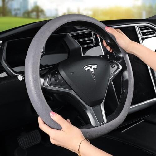 Silica gel Car Steering Wheel Cover Summer Sport Style Skin Pattern Durable Handle Telescopic Accessories for Tesla Model 3 S X