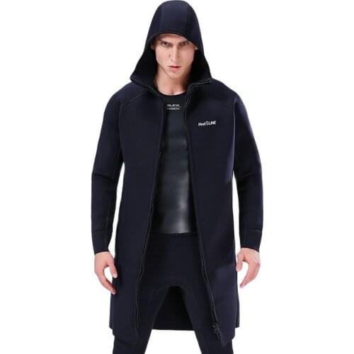 SLINX Men 3mm Neoprene Diving Suit Long Diving Coat Sunscreen Hooded Windbreaker Wetsuit Quick Drying Dive Jacket