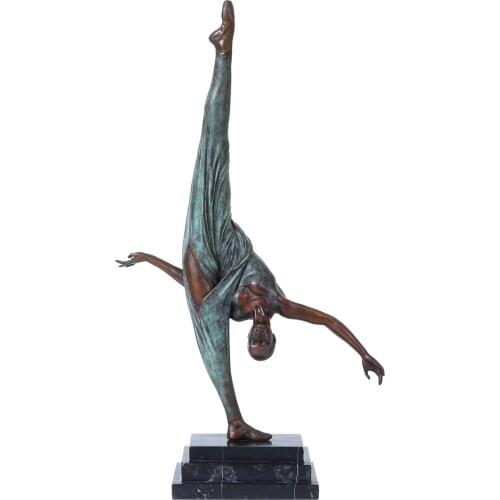 Modern Western Female Ballerina Dancer Statue Figurine Bronze Sculpture Ballet Girl Art Gift Home Decoration