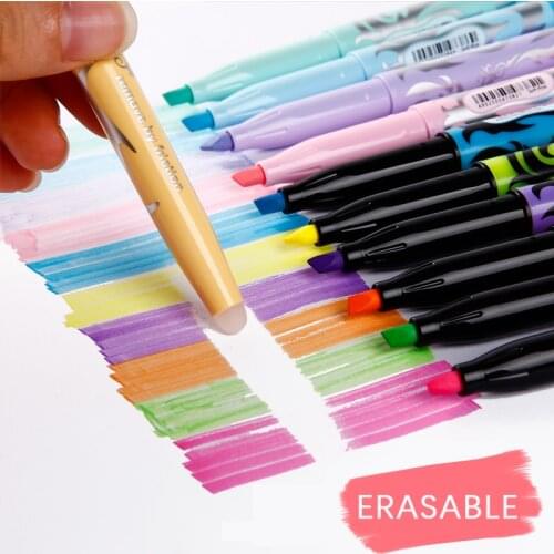 Erasable Highlighters Fluorescent Highlighter Pen Markers Pastel Drawing Pen for Student School Office Supplies Cute Stationery