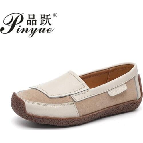 2021 Fashion Women Shoes Genuine Leather Loafers Women Casual Shoes Mother Soft Comfortable Shoes Women Flats Non-slip