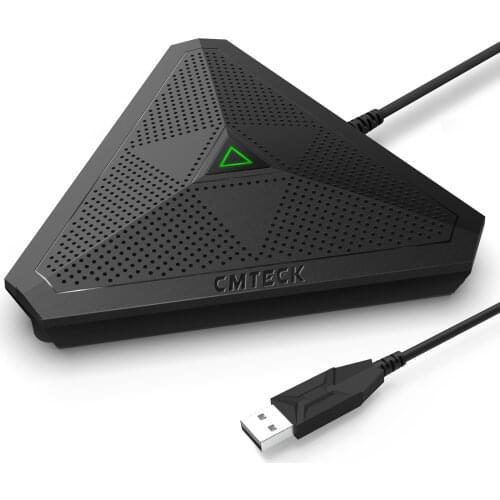 USB Conference Microphone, CM001 Desktop Computer Mic, Mute Button with LED Indicator, Omnidirectional Condenser Boundary Mic