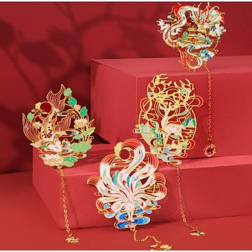 1pc Kawaii Nine Tailed Fox Bookmark Cute Phoenix Koi Metal Art Exquisite Bookmark Page Folder Office School Supplies Stationery