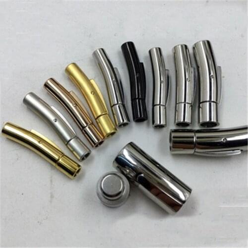 1set Stainless Steel Round Leather Cord End Clasps Hook Hole 3/4/5/6/8mm Lock Snap Clasps End Connectors for Diy Jewelry Making