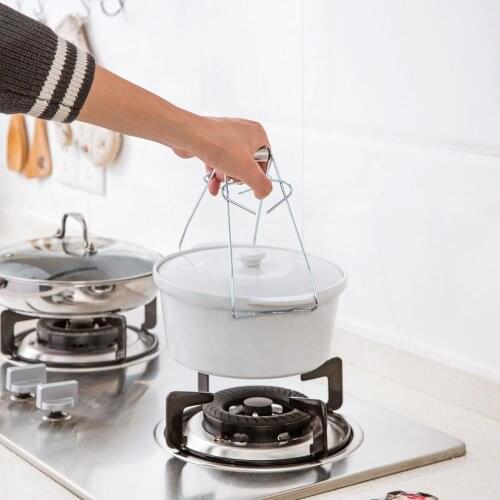 OTEHRHOUSE 1Pc Stainless Steel Folding Pot Tong Clamp Pan Bowl Clip Cooking Clip Gripper Dish Plate Clip Tongs Kitchen Gadget