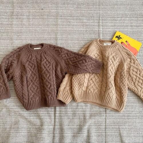 2021 Korea style girls boys knitted sweater autumn full sleeve fashion kids pullover sweater 1-7 years