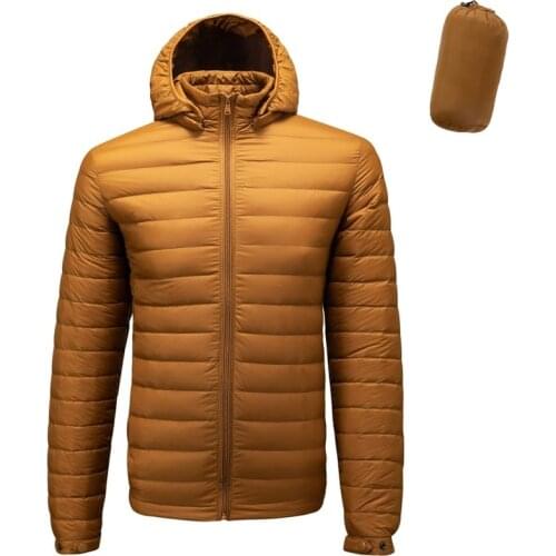 Winter Ultra Light 90% White Duck Down Remove Hooded Man Coat Jaqueta Masculino Chaqueta Hombre Puffer Thin Men Down Jacket