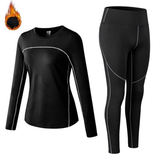 Winter Add Velvet Inner Wear For Women Thermal Underwear Set Black Long Johns Solid Intimates Pajamas Sleepwear Plus Size