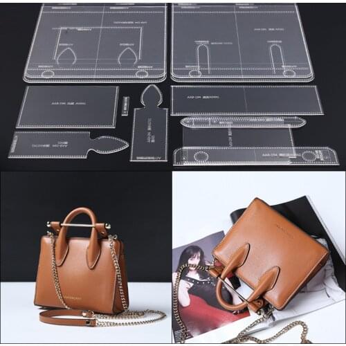1Set DIY Leather Sewing Bag Stencil Acrylic Leather Template Lady Handbag Shoulder Bag Sewing Pattern 29.5*24*10cm