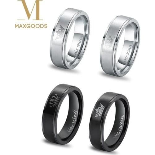 1 Pcs Chic Ring Stainless Steel HIS QUEEN and HER KING couple rings for lovers Wedding Rings Couple Jewelry