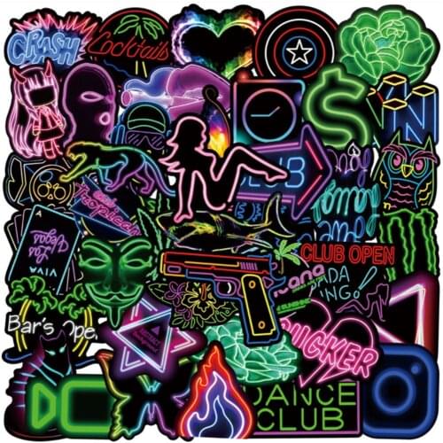 10/30/50PCS Neon Graffiti Stickers Scooter Laptop Suitcase Waterproof Guitar Decoration Toys Wholesale