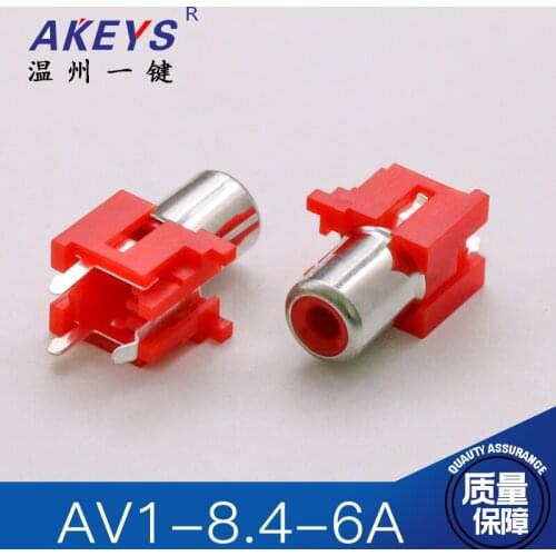 10pcs AV1-8.4-6A AV same core socket 3-pin RCA seat Single hole PCB welding type Audio video lotus seat
