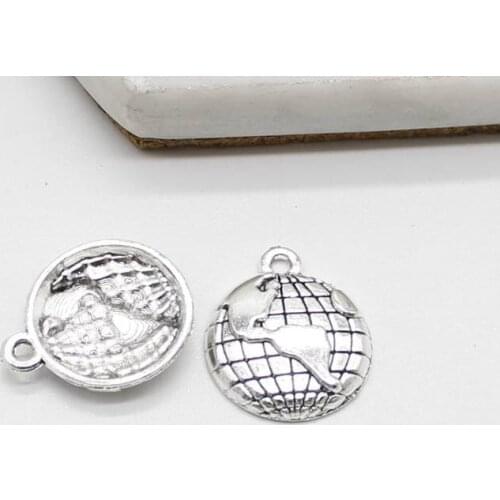 10pcs vintage alloy earth map pendant DIY handmade bracelet necklace jewelry accessories