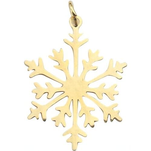 316 Stainless Steel Snowflake Charms Silver Gold Snow Pendant DIY Earrings Necklace Woman Christmas Jewelry Making Accessories