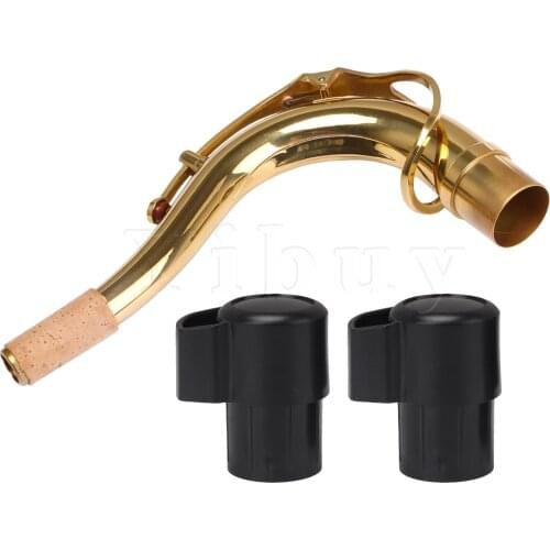 3PCS Golden Tenor Saxophone Bend Neck w/ 24mm ID Plastic Sax End Caps