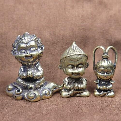 3 Styles Monkey King Figurines Miniatures Desktop Ornaments Retro Brass Superhero Sun WuKong Statue Home Decorations Accessories