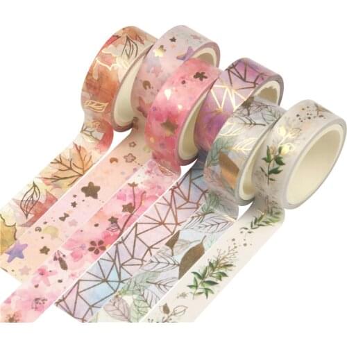6 Pcs/Set washi tape Kawaii masking tape flower stationery Hot stamping scrapbooking cinta adhesiva decorativa washitape