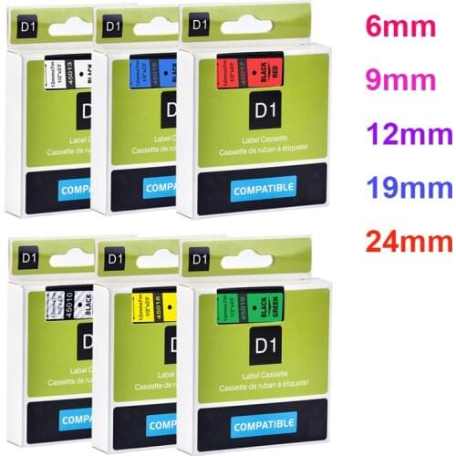 6Pack Mixed 6colors 45013 Label Tape Compatible Dymo D1 Label Printers 45010 45016 45017 45018 45019 for LM160 Printers