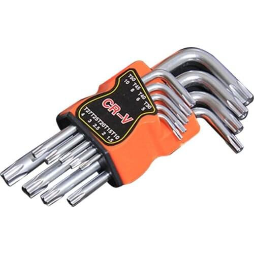 9 Pcs Plum Star Hex Key Wrench Sets Torx L Shape Repair Tool Screwdriver Tool Set CR-V Steel Torque Spanner