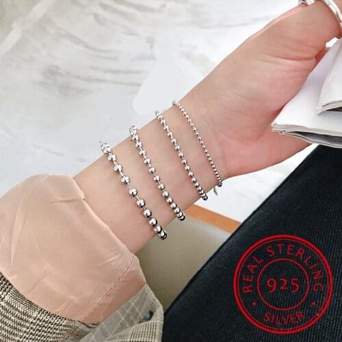 925 silver big bead chain bracelet 4mm 6mm 8mm 10mm bracelet for women fine jewelry for banquet wedding anniversary