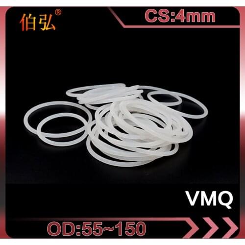 White Silicon Ring 1PC/lot Silicone/VMQ O-Ring CS4mm OD 55/60/65/70/72/75/80/85/90/95/100/105/150mm Rubber Seal Gaskets Washer