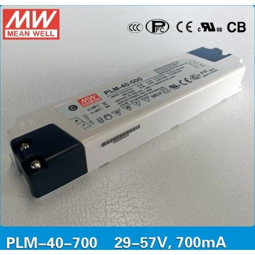 Original MEAN WELL PFC LED power supply PLM-40-700 40W 700mA 29~57V with three-step analog dimming input 110~295VAC