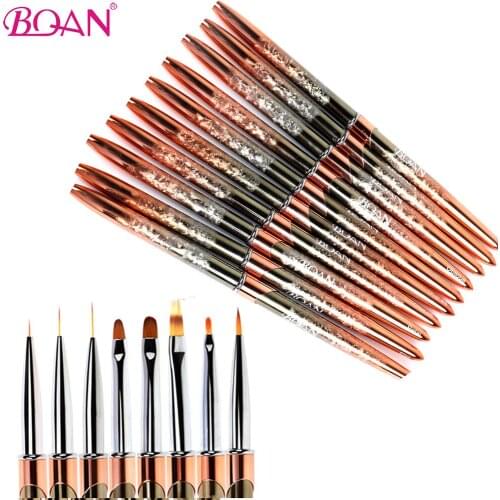 BQAN Rose Gold Nail Brush Gel Brush For Manicure Acrylic UV Gel Extension Pen For Nail Polish Painting Drawing Brush Paint Tools