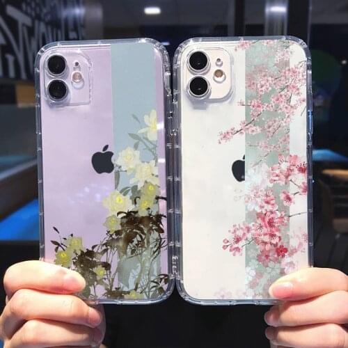 Phone Case For iphone 12 11 8 7 6s 6 5 5s 5c se plus mini x xs xr pro max Rose flowers art Transparent soft