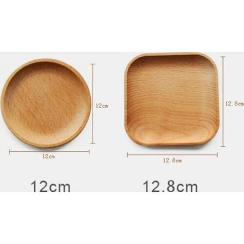Wood Square Round Serving Baking Dessert Tea Tray Restaurant Round Pan Fruit Dishes Kitchen Supplies