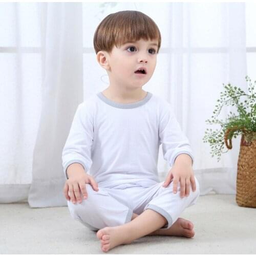 Childrens air-conditioning clothing underwear set childrens home wear pajamas summer Laika cotton baby three-quarter sleeves