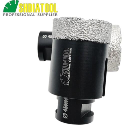 SHDIATOOL 2pcs 45mm Vacuum Brazed Diamond Dry Drilling Bits M14 Thread For Porcelain Tile Granite Marble Stone Hole Saw